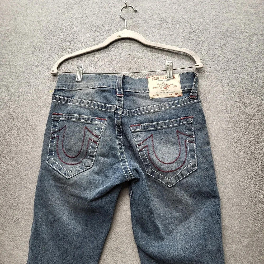 True Religion Men Jeans 30 Blue Denim Contrast‎ Stitching Embroidery Rocco
